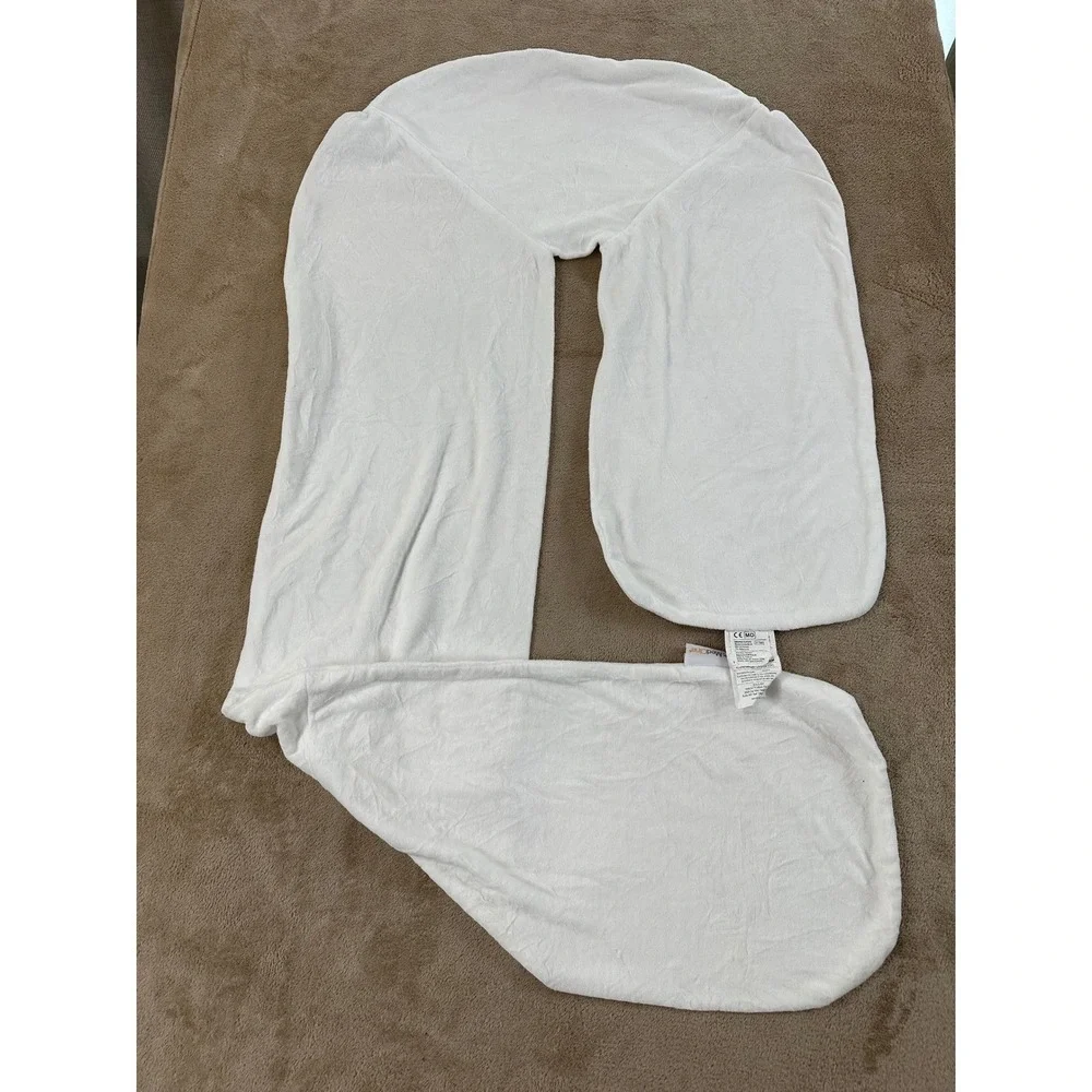 MedCline‎ Therapeutic Body Pillow Case White Plush Replacement Cover J-Shape EUC